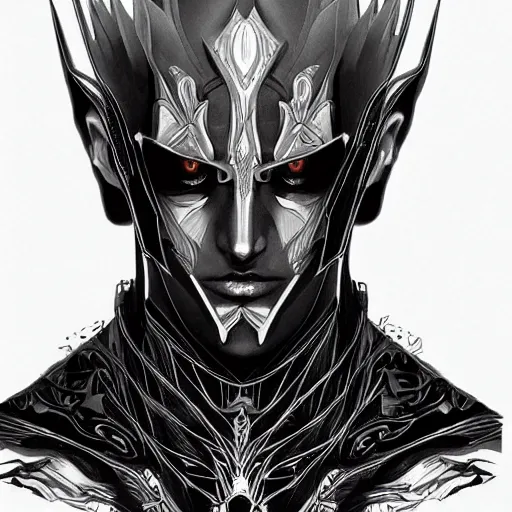 Image similar to caius the shadow monarch, beautiful, detailed symmetrical close up portrait, intricate complexity, in the style of artgerm and ilya kuvshinov, cel shaded