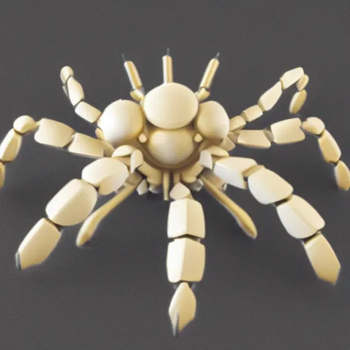 Image similar to 3 d render of a mechanical spider made of smooth white marble and gold