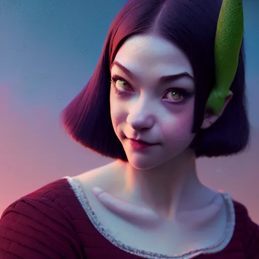 Image similar to shrek by tom bagshaw and ilya kuvshinov, rtx reflections, octane render 1 2 8 k, extreme high intricate details by wlop, digital anime art by ross tran, wide shot, close up shot, composition by sana takeda, dramatic lighting by greg rutkowski