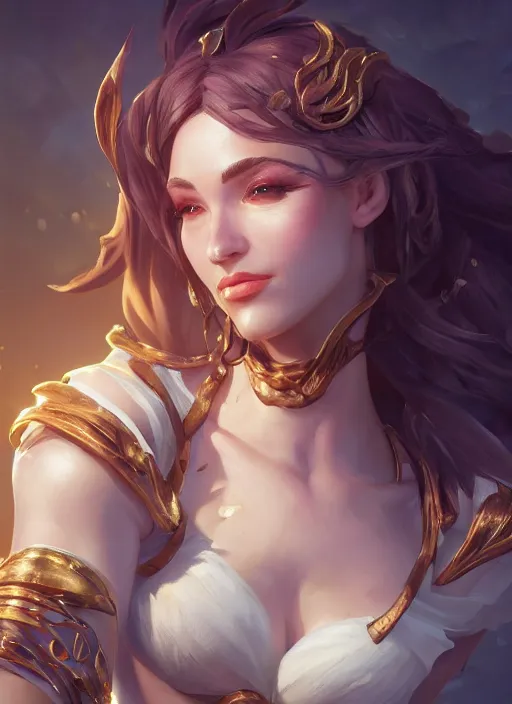 Image similar to oriana, from league of legends, au naturel, hyper detailed, digital art, trending in artstation, cinematic lighting, studio quality, smooth render, unreal engine 5 rendered, octane rendered, art style by klimt and nixeu and ian sprigger and wlop and krenz cushart