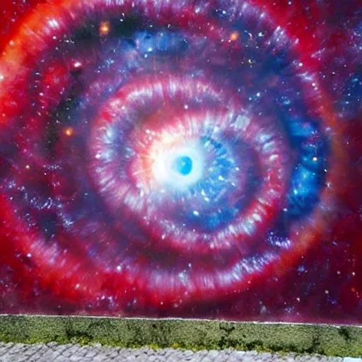 Image similar to Street art. NGC7293 Helix Nebula in intrared by VISTA telescope, Chile. Aaahh!!! Real Monsters by Clovis Trouille, by Adrian Smith bold, daring