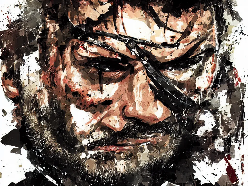 Prompt: Portrait of Venom Snake by Derek Gores, Trending on ArtStation