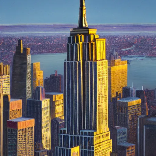 Prompt: giant mouse on empire state building, photorealist, golden hour, high quality