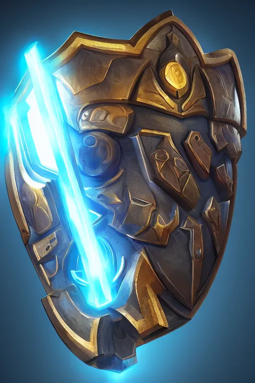 Image similar to shield fantasy epic legends game icon stylized digital illustration radiating a glowing aura global illumination ray tracing hdr fanart arstation by ian pesty and katarzyna da „ bek - chmiel