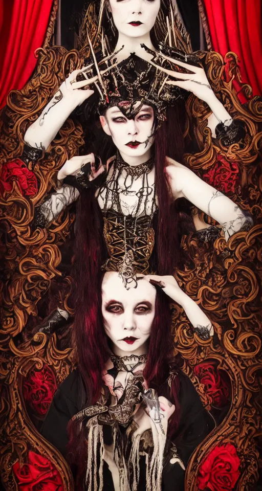 Image similar to of a supreme Lady Bathory, sinister, gothic, victorian, Portrait, extreme detail, luxury, elite, intricate, hypermaximalist, demonic, mythical, painted by Saharat Buarawong, 8K,