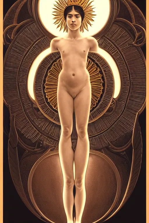 Prompt: symmetry!!!! intensely intricate tintype fan art of full frontal pose of a young sun goddess, protagonist, intertwined with a young moon goddess, antagonist, intricate, elegant, highly detailed, my rendition, digital painting, artstation, concept art, smooth, sharp focus, illustration, art by artgerm and greg rutkowski and alphonse mucha
