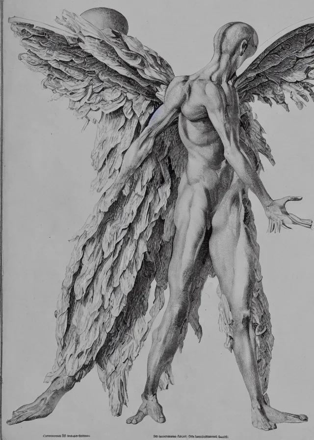 Prompt: a detailed biological illustration dissection of an angel