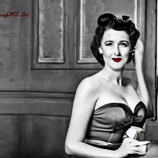 Prompt: female Emmanuel Macron dressed as a 1950 pinup woman, 50mm photography, high quality, 4K