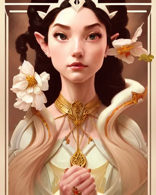 Image similar to portrait of disney! zelda, intricate, elegant, highly detailed, my rendition, digital painting, artstation, concept art, smooth, sharp focus, illustration, art by artgerm and greg rutkowski and alphonse mucha and uang guangjian and gil elvgren and sachin teng and wlop!, symmetry!!