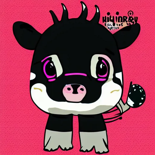 Image similar to cute chibbi cow in anime style, highly detailed, treanding on arttation