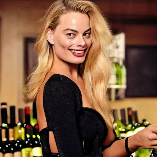 Prompt: margot robbie as a bottle of wine