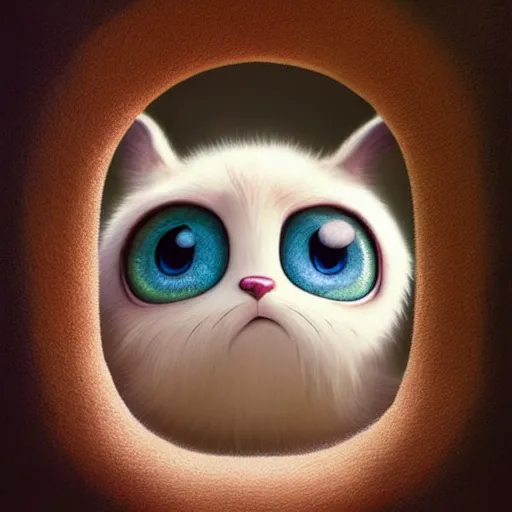 Prompt: cutie fluffy creature with big eyes in a jar, digital art, 3 d, octave render, masterpiece, mega detailed, pixar, disney, vivid illustration, cartoon, fantasy, by george stubbs, artgerm, in the style of ghibli kazuo oga, pastel fur