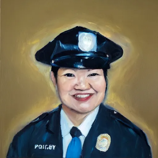 Prompt: modern oil painting portrait of police psychologist dr. tracy wong