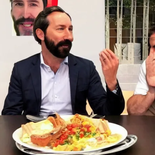 Image similar to santiago abascal eating with pablo echenique