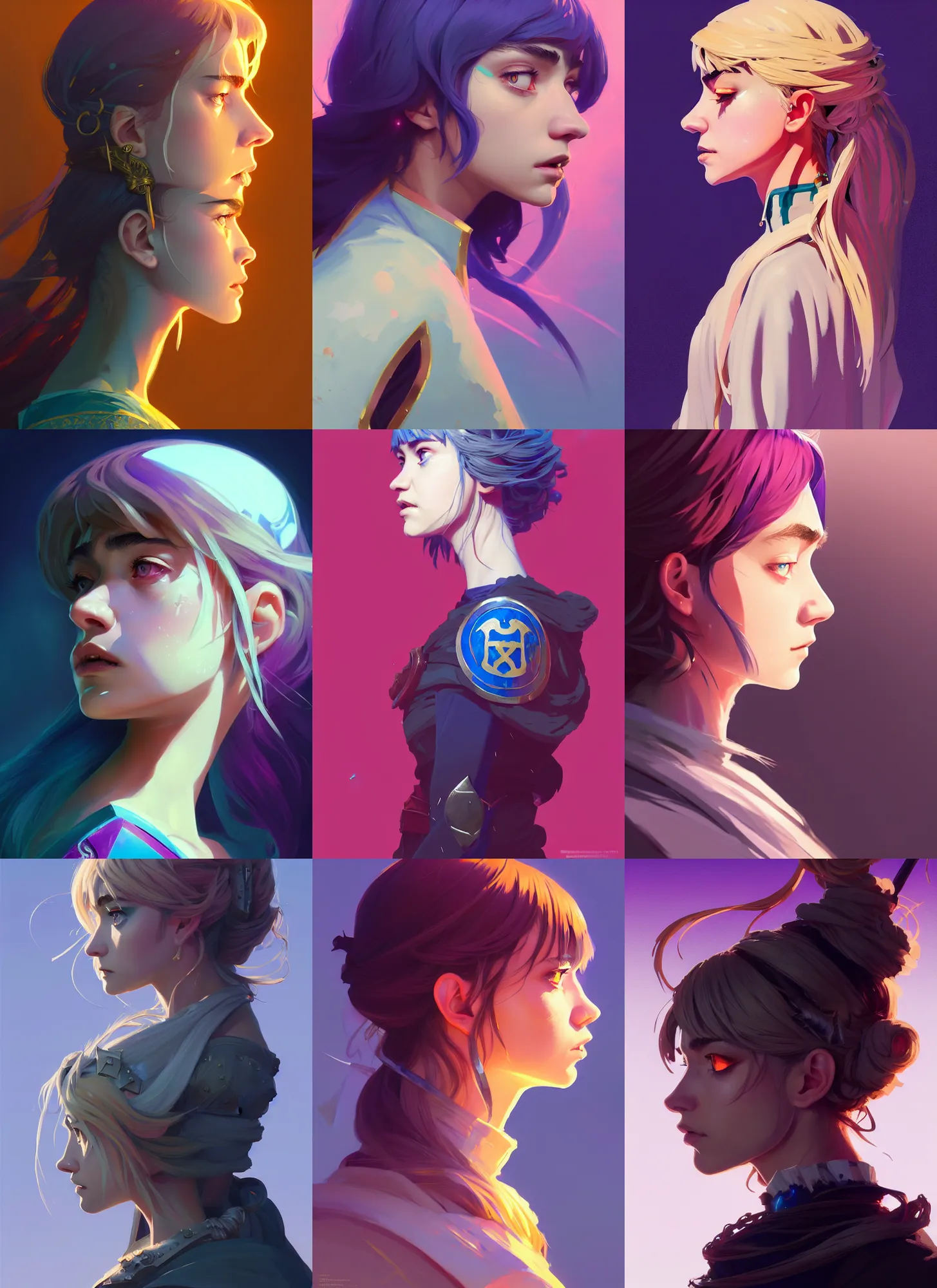 Prompt: side profile centered painted portrait, Imogen Poots as holy Paladin, D&D, matte painting concept art, beautifully backlit, official fanart, colourful, pretty face, intricate eyes, beautiful, elegant, Anime by and ilya kuvshinov and Cushart Krentz and Gilleard James, 4k, HDR, Trending on artstation, Behance, award winning