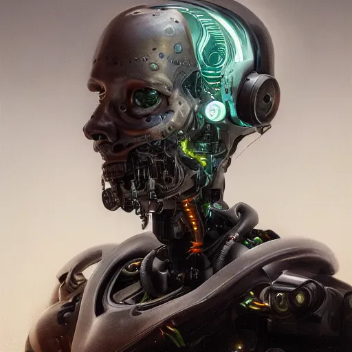 Image similar to ultra detailed, 4 k portrait of a cyborg by rachel ruysch