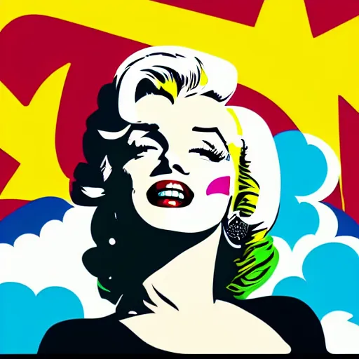 Image similar to marilyn monroe in a billowing white dress, updraft, fallout 7 6 retro futurist illustration art by butcher billy, sticker, colorful, illustration, highly detailed, simple, smooth and clean vector curves, smooth andy warhol style