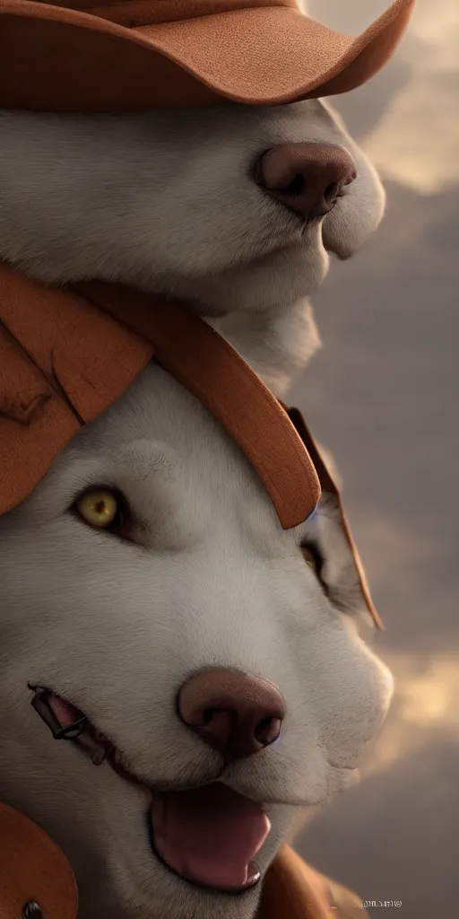 Prompt: a photo of 8k ultra realistic a husky in a brown trench coat and cowboy hat, face enhance, cinematic lighting, trending on artstation, 4k, hyperrealistic, focused, extreme details, cinematic, masterpiece