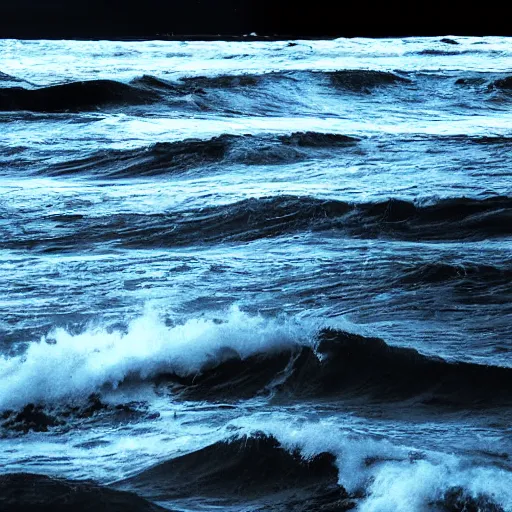 Prompt: a photo of the ocean at midnight