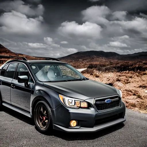 Prompt: deathclaw, monster - behind - the - wheel, subaru, wide lens, 2 4 mm