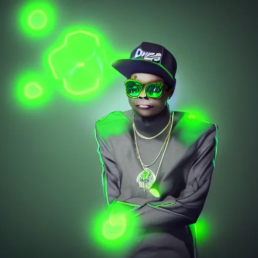 Prompt: ! dream soulja boy with glowing green magic, octane render