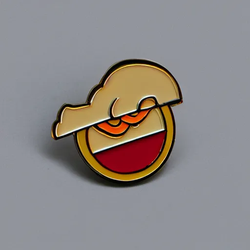 Image similar to minimalistic enamel pin of a kebab, retro design