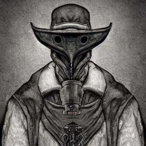 Prompt: a portrait of a plague doctor gunslinger in the abyss of deep space photorealistic, detailed photography, divinity, awful, cosmic horror, religious art
