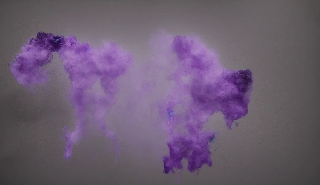 Image similar to artwork by pierre huyghe and paul thek with wax melting, purple smoke, sigma, 8 k, 3 5 mm, f / 3 2