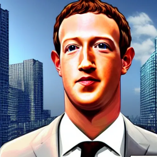 Image similar to mark zuckerberg posing on a gta load screen