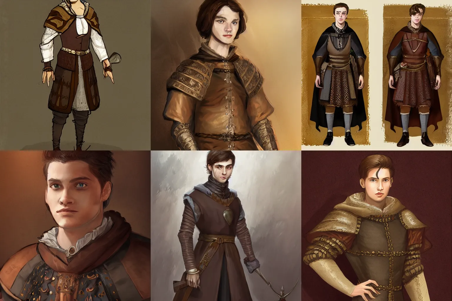 Prompt: concept art, portrait :: young man :: expensive medieval clothes, short brown hair, not thin :: high detail, digital art, fantasy, RPG