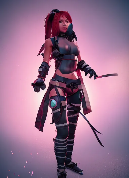 Image similar to beautiful ninja girl, hyper detailed, digital art, cinematic lighting, studio quality, smooth render, unreal engine 5, octane renderer