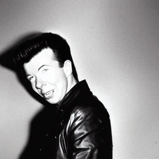 Prompt: A photo of Rick Astley rick rolling you