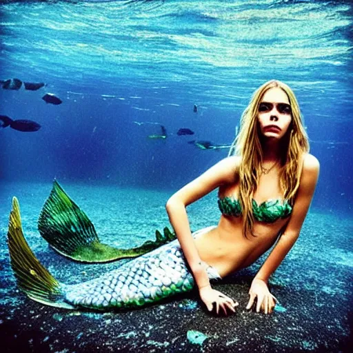 Image similar to “cara delevigne as a mermaid”