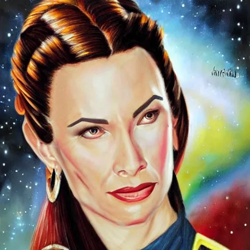 Image similar to commander jadzia dax from star trek : deep space nine. realistic concept art painting,