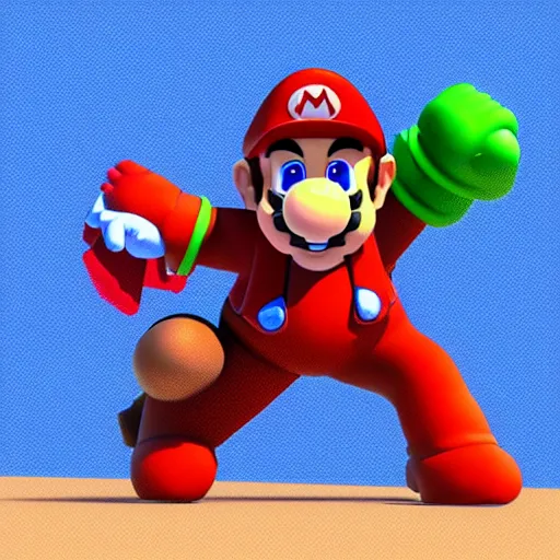 Image similar to 3d Rendering of Mario in a Luchador costume; luchador hues; rich saturation; rendered by unreal engine 5; super Mario ; Luchador theme; pixel art; Luchador character design; Luchador costume; Luchador colors; Miami Vice colors