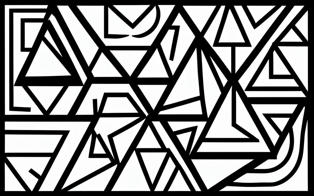 Image similar to 3 separate simple shapes, triangle square circle, solid black on white, black and white vector art, in a row