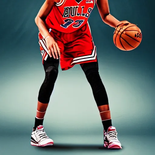 Image similar to candace parker in bulls jersey, high contrast, high saturation cinematic film still