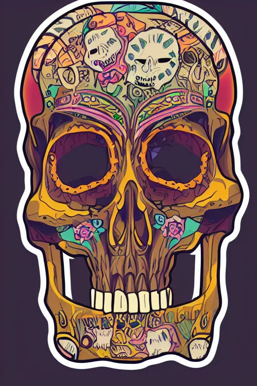 Image similar to A portrait of a skeleton that is a gangster, sticker, colorful, illustration, highly detailed, smooth and clean vector curves, no jagged lines, vector art, smooth