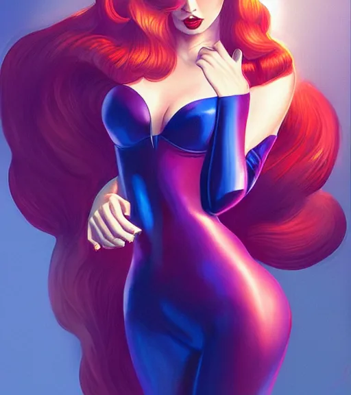 Image similar to Taylor Swift cosplaying as jessica rabbit, by artgerm, deviantart