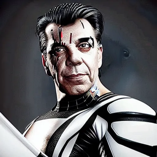 Image similar to till lindemann as spider man