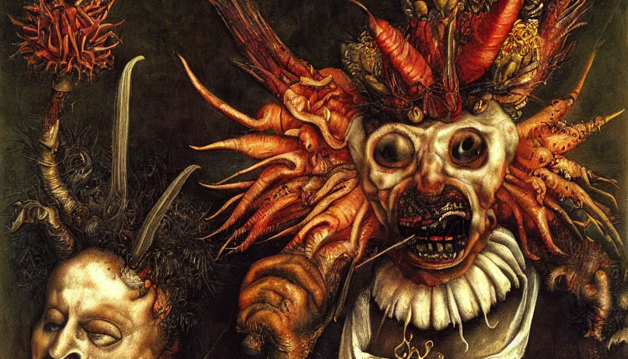 Prompt: satanas by giuseppe arcimboldo, oil painting, classical painting, digital art, vivid colors, sharp focus, restored