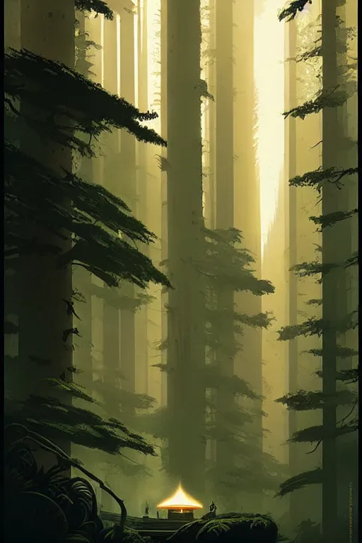 Image similar to greg rutkowski travel poster endor