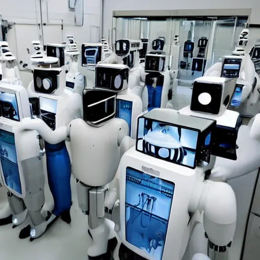 Image similar to a laboratory where humans are turned into robots