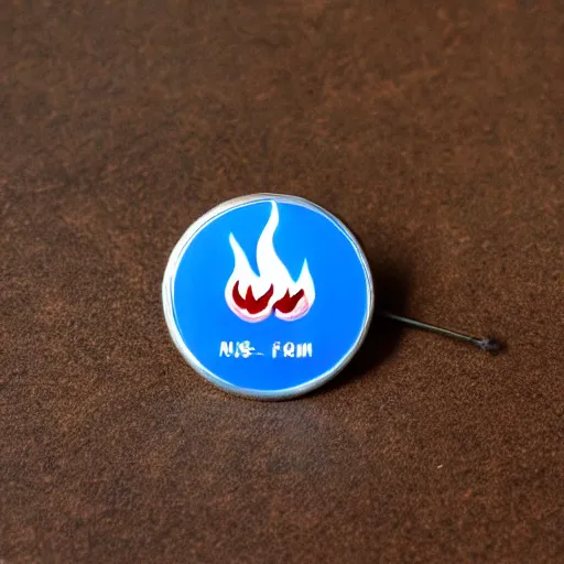 Image similar to a photo of a retro 1 9 6 0 s minimalistic clean fire flames warning label hard enamel pin, studio lighting, behance