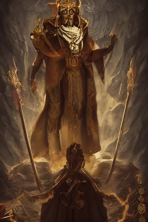 Image similar to the emperor from major arcana character concept art, digital painting, mixed media, trending on artstation and deviantart, epic composition, magnum opus, highly detailed, 8 k