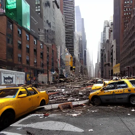 Image similar to photo of new york in ruins