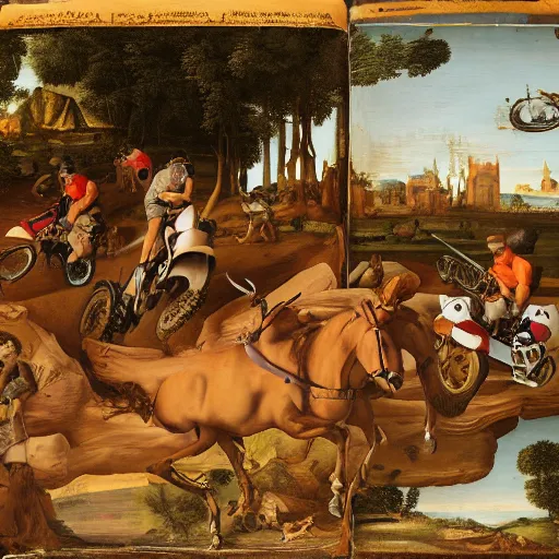 Prompt: all terrain vehicle race, renaissance composition