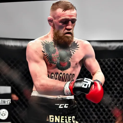 Prompt: conor mcgregor knocking himself out, high quality photo