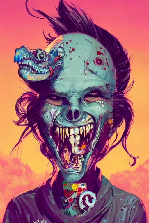 Image similar to a zombie laughing cute, Tristan Eaton, victo ngai, artgerm, RHADS, ross draws