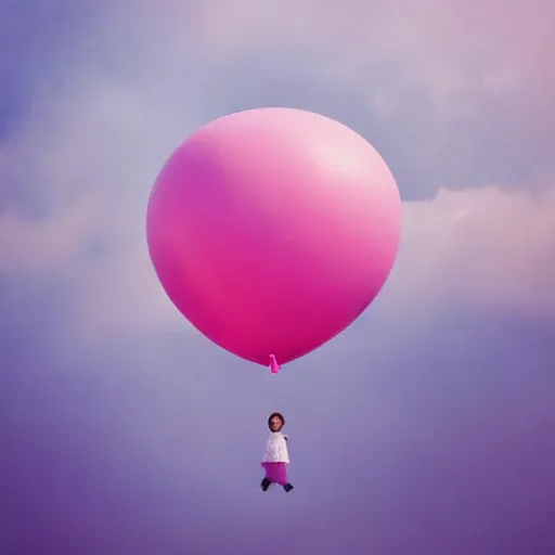 Image similar to dream a 5 0 mm lens photograph of a cute pink floating modern house, floating in the air between clouds, inspired by the movie up, held up from above by heart ballons. mist, playful composition canon, nikon, award winning, photo of the year